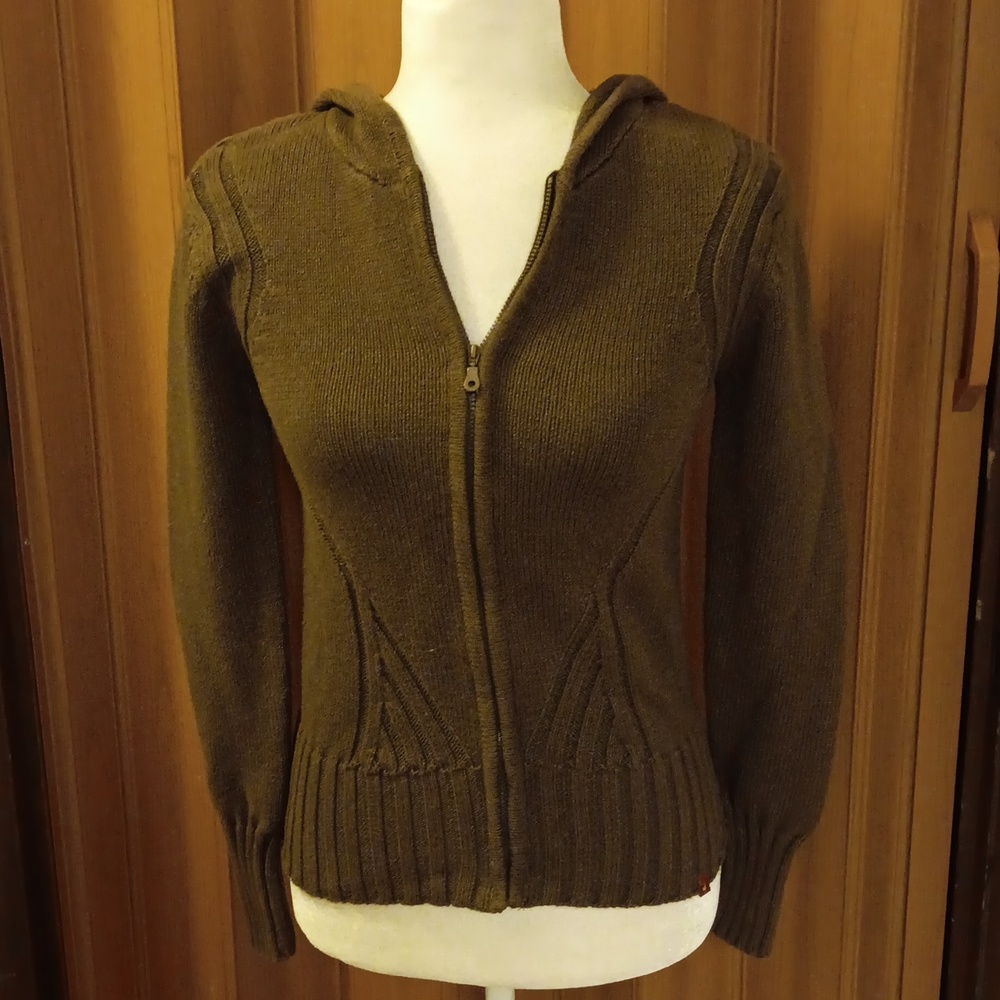 FESTIVAL BROWN ZIP UP HOODED SWEATER